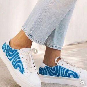 SOLUDOS NIB Ibiza Platform Sneaker Psychedelic Swirl Marine Blue Anthropologie‎